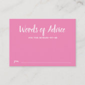 ピンクタイポグラフィガールベビーシャワーアドバイス エンクロージャーカード (正面)