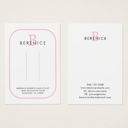 ピンクタイポグラフィモノグラムロゴヘアクリップ表示 (正面&裏面)