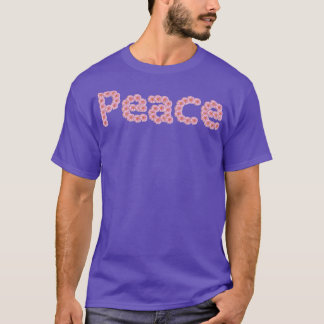 ピンクタイポグラフィ花の平和デイジー Tシャツ