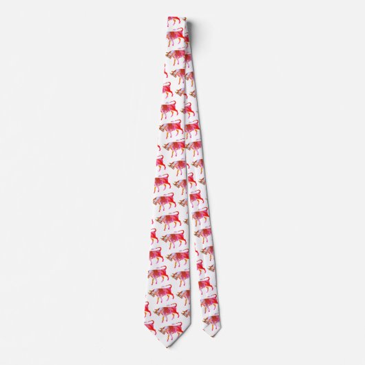 ピンクタウロス〔占星術の〕十二宮図標識 ネクタイ (正面)