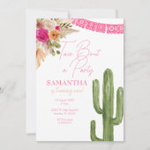 ピンクタコサボスファースト誕生日招待状 招待状 (正面)