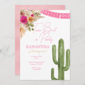 ピンクタコサボスファースト誕生日招待状 招待状 (正面/裏面)