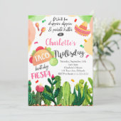 ピンクタコトゥーズデイガールズ誕生日フィエスタ招待状 招待状 (スタンド正面)