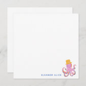 ピンクタコ予測できな踊り動パーソナライズされた物 ノートカード (正面/裏面)