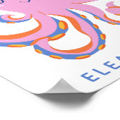 ピンクタコ予測できな踊り動パーソナライズされた物 ポスター (角)