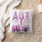 ピンクタコ海洋生物海航海のビーチアート クッション (ブランケット)