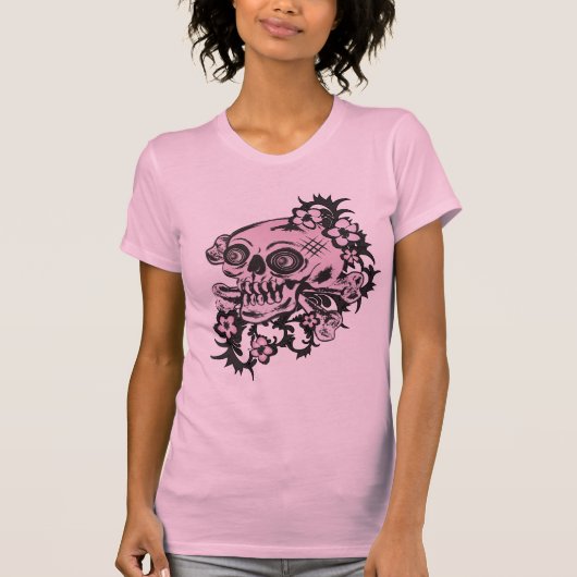 ピンクタトゥースカル Tシャツ (正面)