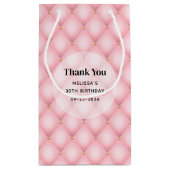 ピンクタフテッドダイヤモンドパターン誕生日有難う スモールペーパーバッグ (裏面)
