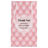 ピンクタフテッドダイヤモンドパターン誕生日有難う スモールペーパーバッグ (正面)