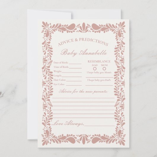 ピンクタラベラスペインのタイルアドバイスベビーカード 招待状 (正面)