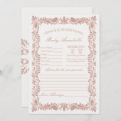 ピンクタラベラスペインのタイルアドバイスベビーカード 招待状 (正面/裏面)