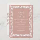 ピンクタラベラスペインのタイルフェスタ日付を保存 招待状 (正面/裏面)