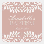 ピンクタラベラスペインのタイルFiestaバプテスマ スクエアシール (正面)