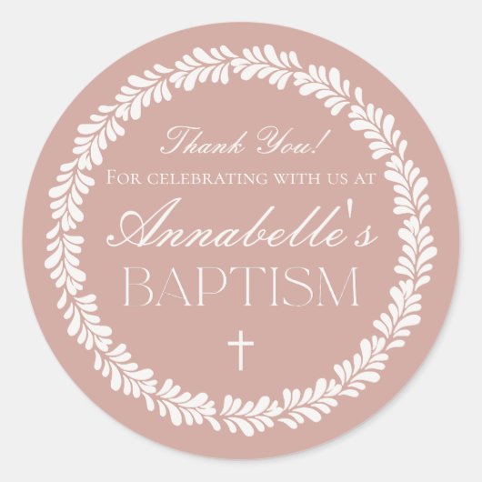 ピンクタラベラスペインのタイルFiestaバプテスマ ラウンドシール (正面)