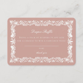 ピンクタラベラタイルおむつラッフル招待状インサート エンクロージャーカード