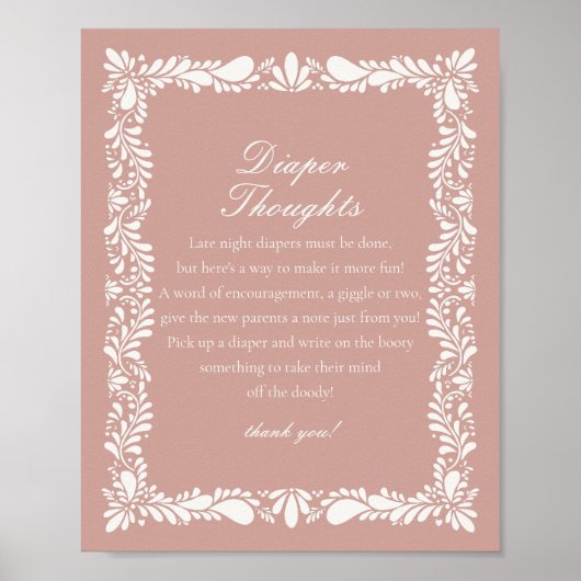 ピンクタラベラタイルおむつ思考ベビーシャワー ポスター (正面)