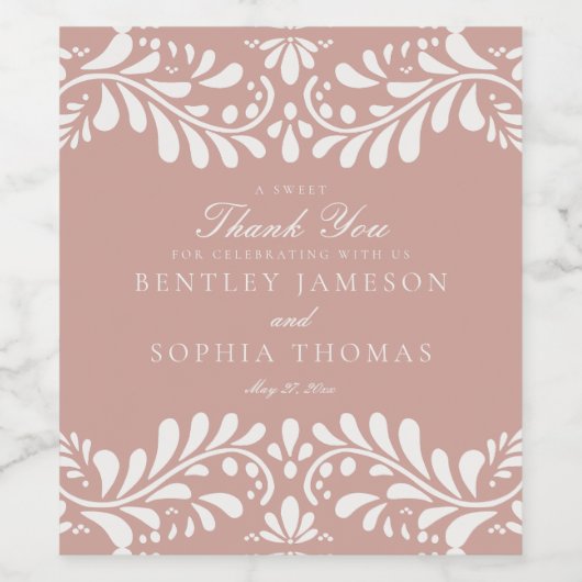 ピンクタラベラタイルスペインのスタイルフィ結婚エスタズ ワインラベル (シングルラベル)