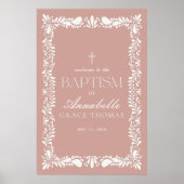 ピンクタラベラタイルフィエスタスペインのバプテスムウェルカム ポスター (正面)