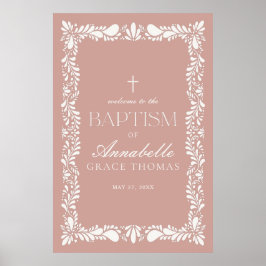 ピンクタラベラタイルフィエスタスペインのバプテスムウェルカム ポスター