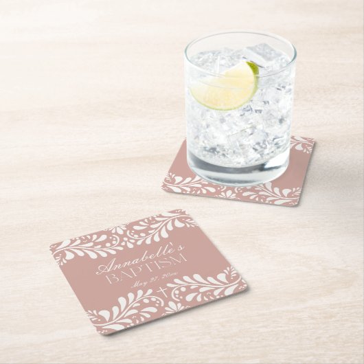 ピンクタラベラタイルフィスペインのエスタバプテスマ スクエアペーパーコースター (インサイチュ)