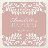 ピンクタラベラタイルフィスペインのエスタバプテスマ スクエアペーパーコースター (正面)