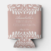 ピンクタラベラタイルフィスペインのエスタ誕生日の好意 缶クーラー (裏面)