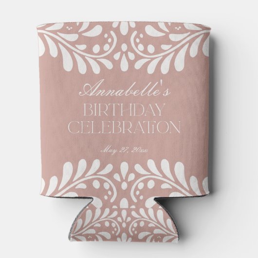 ピンクタラベラタイルフィスペインのエスタ誕生日の好意 缶クーラー (裏面)