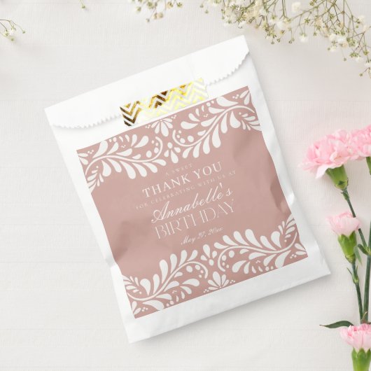 ピンクタラベラタイルフィスペインのエスタ誕生日デザート フェイバーバッグ (封をした状態)