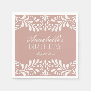 ピンクタラベラタイルフィスペインのエスタ誕生日 スタンダードカクテルナプキン