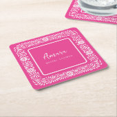 ピンクタラベラブライダルシャワー スクエアペーパーコースター (アングル)