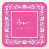 ピンクタラベラブライダルシャワー スクエアペーパーコースター (正面)