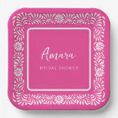 ピンクタラベラブライダルシャワー ペーパープレート (正面)