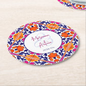 ピンクタラベラヴィンテージメキシコ結婚式の引き出物 ラウンドペーパーコースター (アングル)
