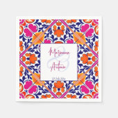 ピンクタラベラヴィンテージメキシ結婚コノグラム スタンダードカクテルナプキン (正面)