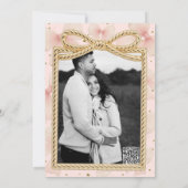 ピンクタレかわいらしボウ金ゴールド紙吹雪ブライダルシャワー 招待状 (裏面)