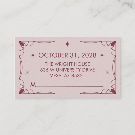 ピンクタロットインスパイアRSVPカード エンクロージャーカード (裏面)