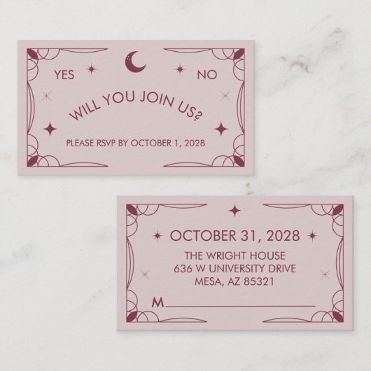 ピンクタロットインスパイアRSVPカード エンクロージャーカード (正面/裏面)
