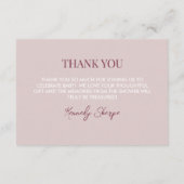 ピンクタロットベビーシャワーサンキューカード エンクロージャーカード (裏面)