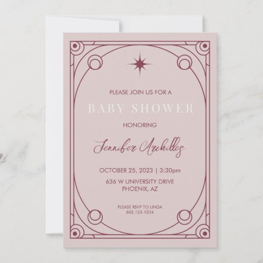 ピンクタロットベビーシャワー招待状 招待状 (裏面)