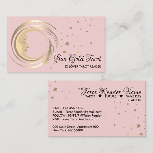 ピンクタロットリーダスタームーンサンシテリア 名刺 (正面/裏面)