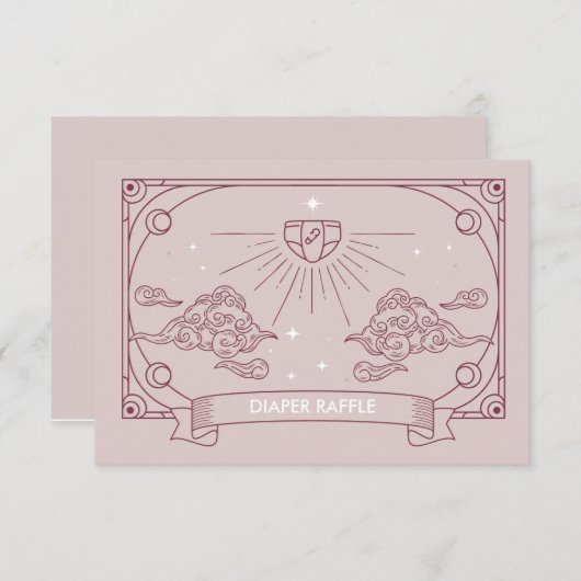 ピンクタロット赤ちゃんシャワーおむつラッフルエンクロージャー エンクロージャーカード (正面/裏面)