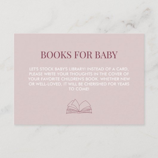 ピンクタロット赤ちゃんシャワーベビー収納用ブック エンクロージャーカード (裏面)