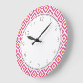ピンクタンジェリンダイヤモンドイカットパターン ラージ壁時計 (傾斜)