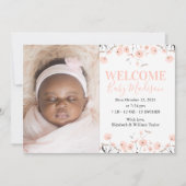 ピンクタンデリオンベビー誕生発表カード 案内状 (正面)