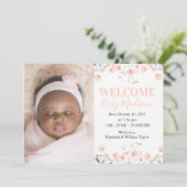 ピンクタンデリオンベビー誕生発表カード 案内状 (スタンド正面)