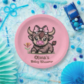 ピンクタンハイランドカウガールベビーシャワー ペーパープレート (パーティー)