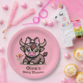 ピンクタンハイランドカウガールベビーシャワー ペーパープレート (パーティー)