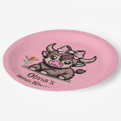 ピンクタンハイランドカウガールベビーシャワー ペーパープレート (アングル)