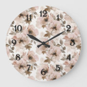 ピンクタンフローラウェスタンフローラ女性のカーボーイハット ラージ壁時計 (正面)