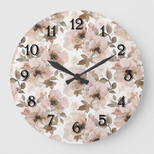 ピンクタンフローラウェスタンフローラ女性のカーボーイハット ラージ壁時計 (正面)